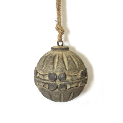 Bombka drewniana rustykalna Rzeźbiona Kula